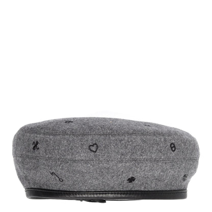 Hermes Cashmere Lambskin Saint-Honore Charms Beret 57 Charbon 1 of 7