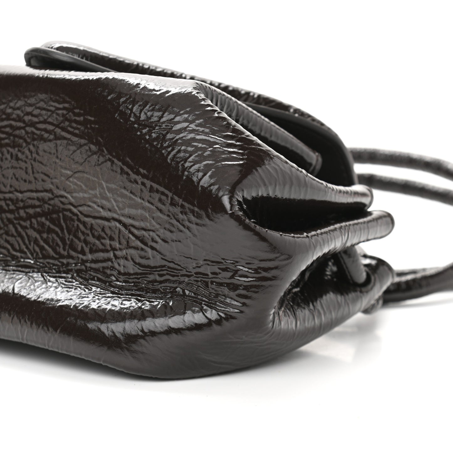 Patent Deerskin Small Beak Triangle Flap Shoulder Bag Fondant