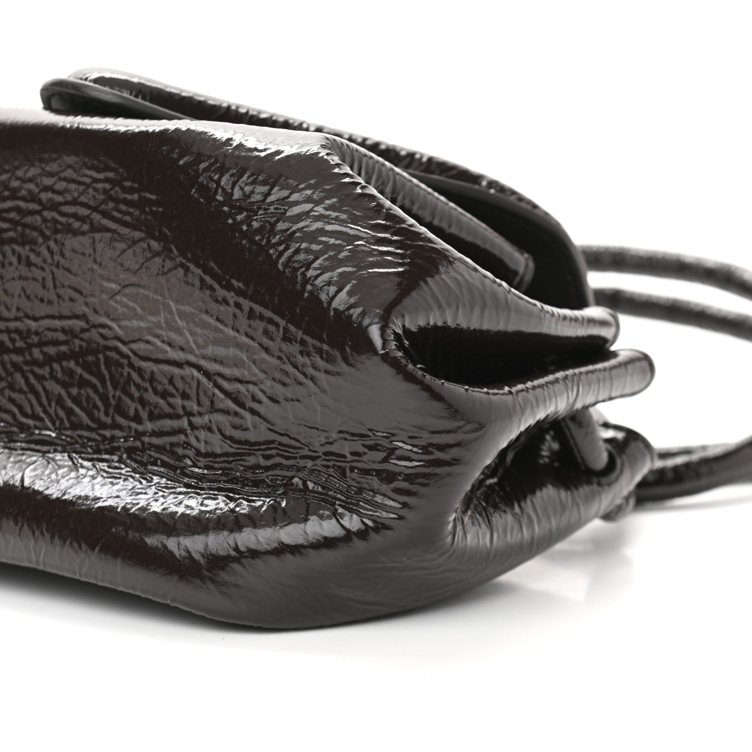 Bottega Veneta Patent Deerskin Small Beak Triangle Flap Shoulder Bag Fondant 9 of 9