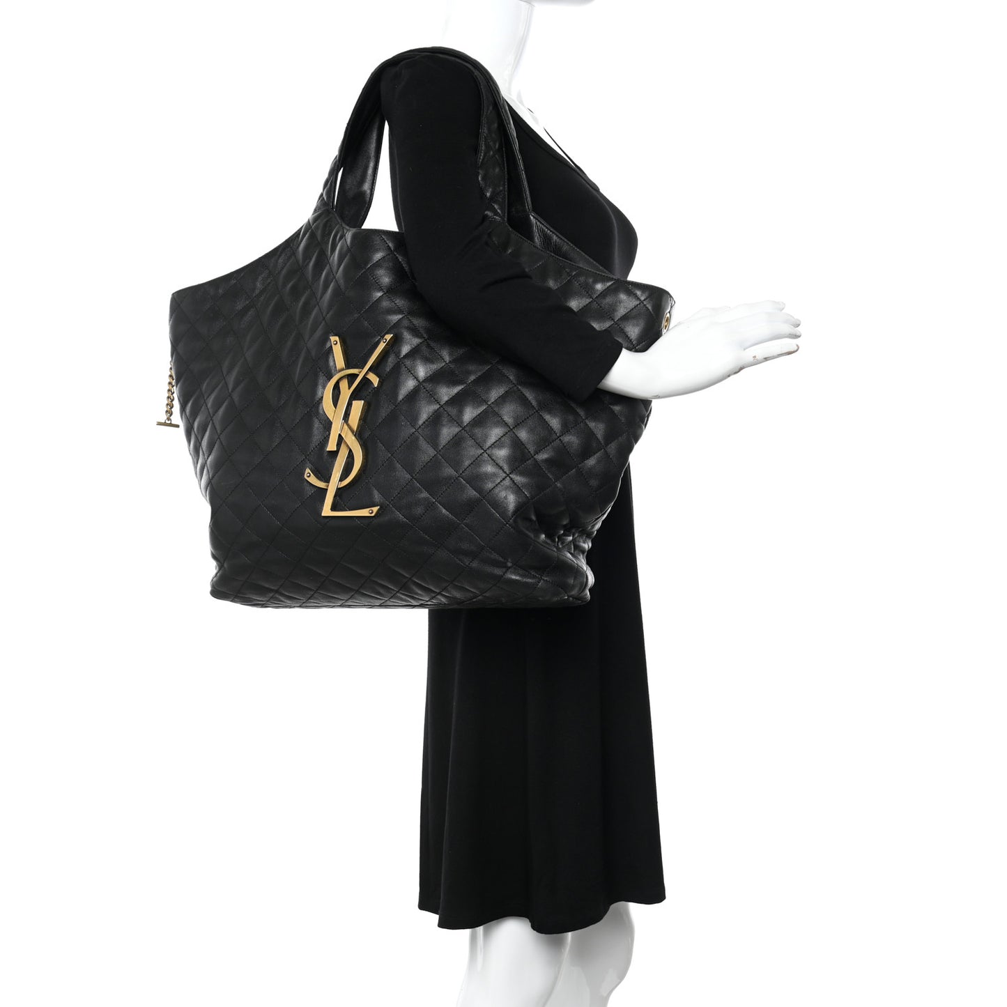 Lambskin Quilted Maxi Icare Shopping Tote Black