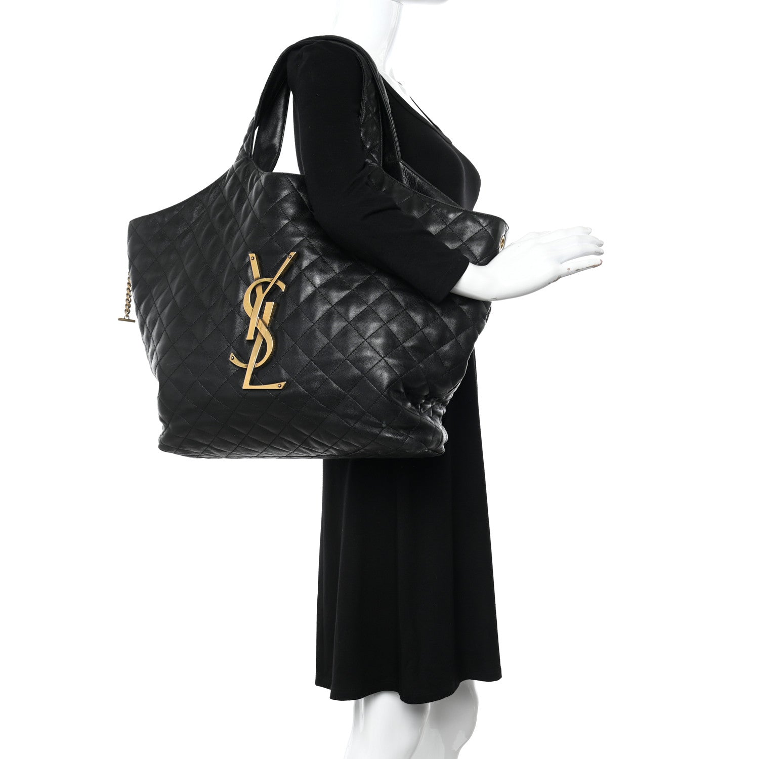 Saint Laurent Lambskin Quilted Maxi Icare Shopping Tote Black 2 of 11