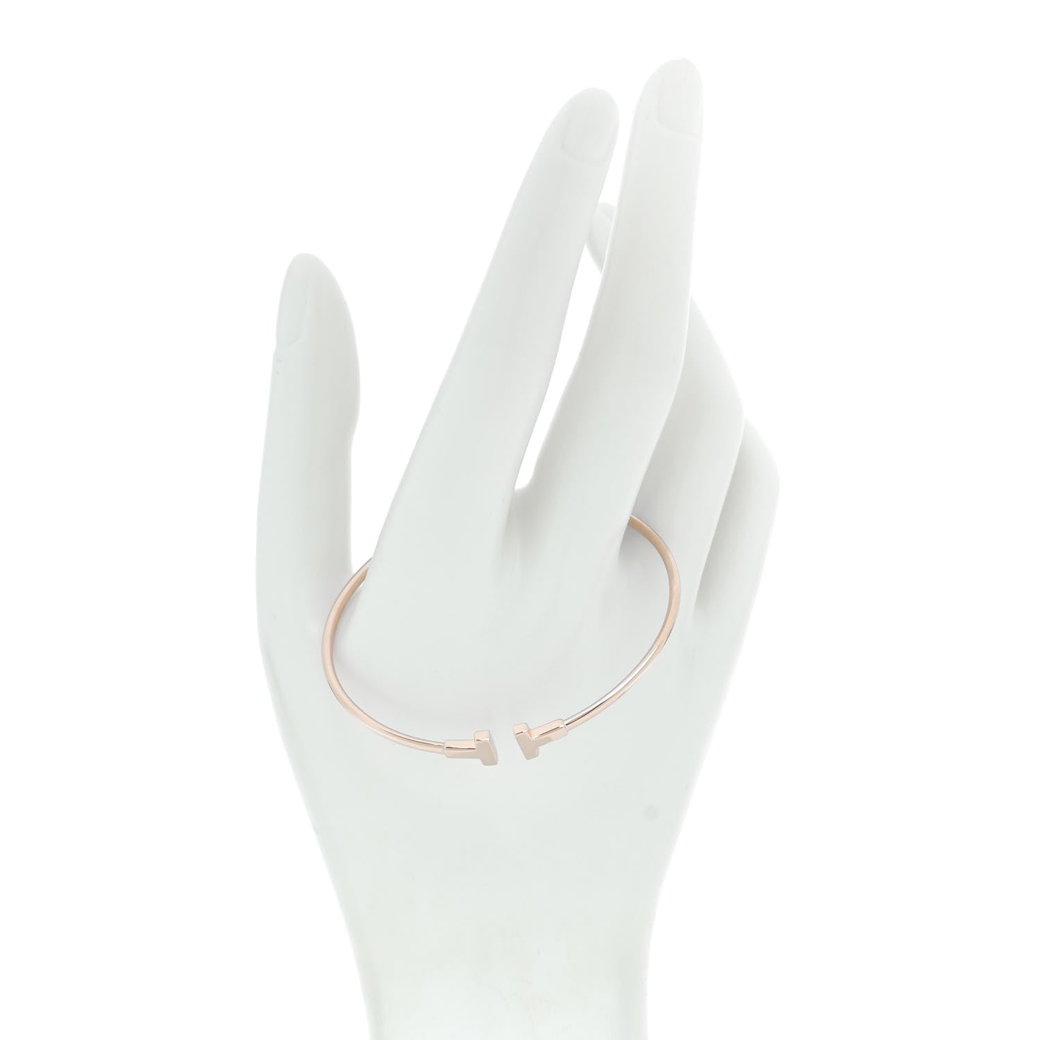 Tiffany 18K Rose Gold Narrow T Wire Bracelet 2 of 5