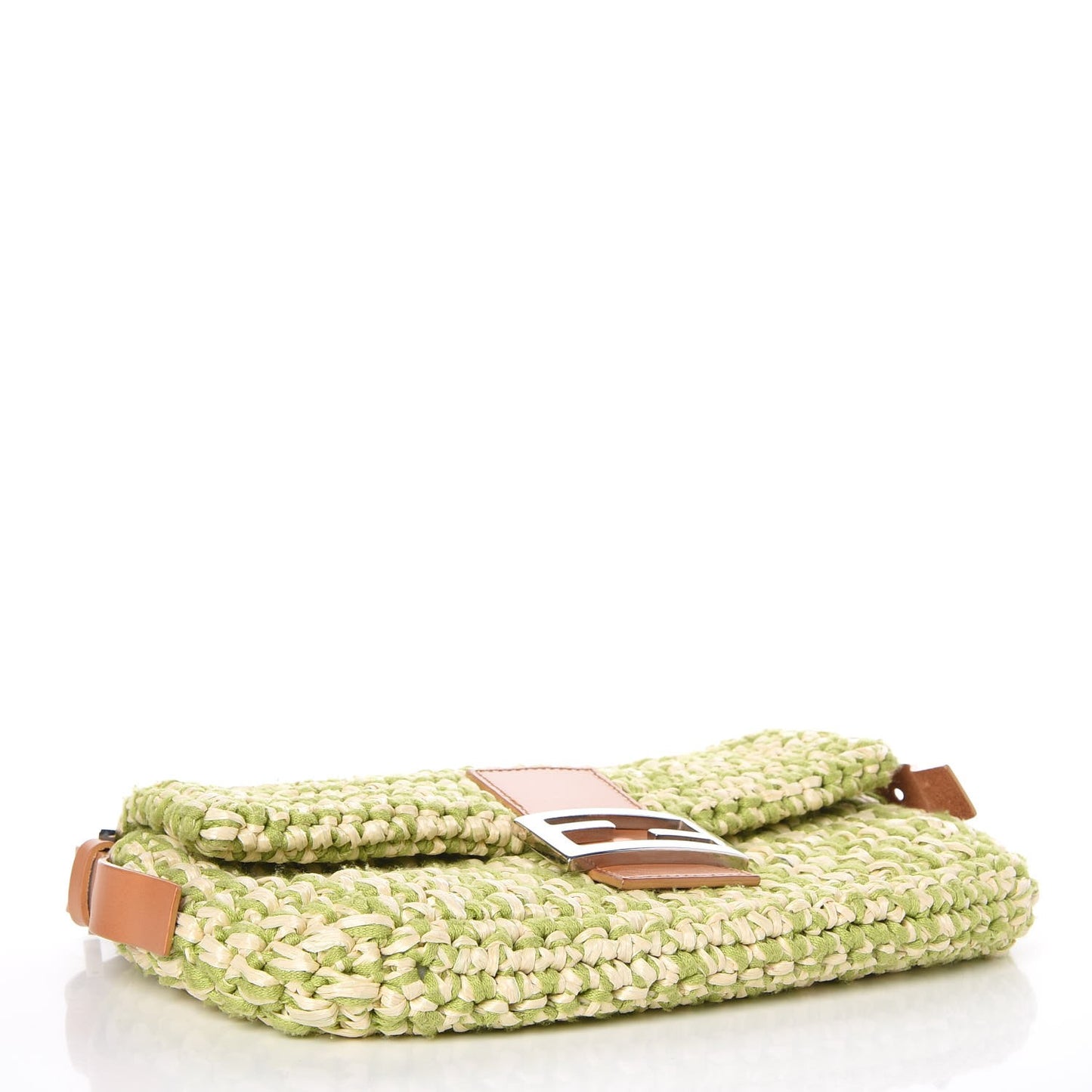 Woven Straw Baguette Green
