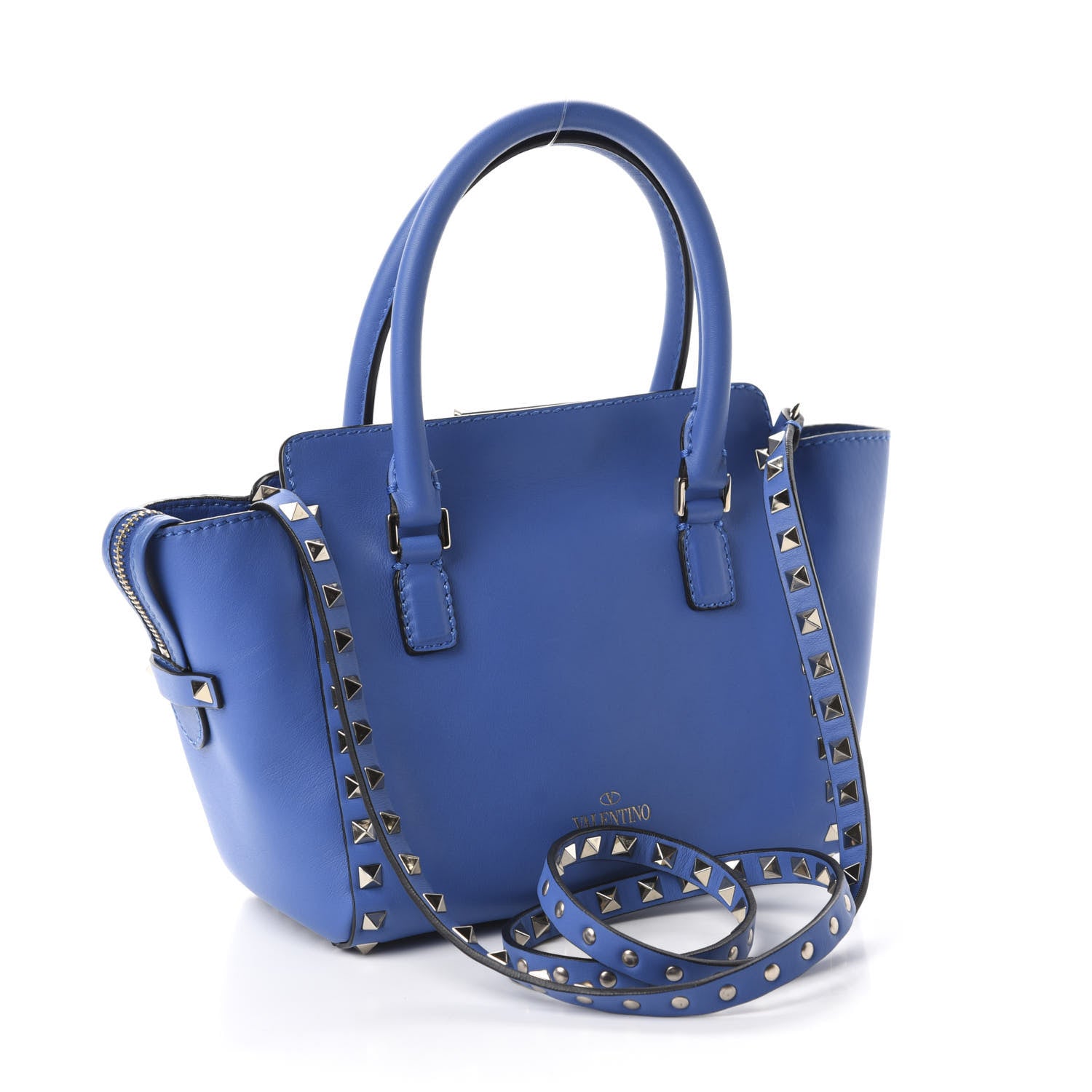 Valentino Garavani Vitello Mini Rockstud Double Handle Tote Light Sapphire 3 of 10