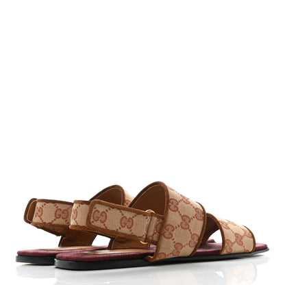 Gucci Canvas GG Monogram Mens Slingback Flat Sandals 8 Beige Ruggine Cuir 4 of 8