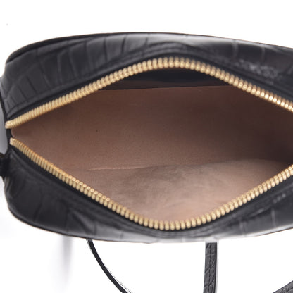 Alexander McQueen Calfskin Crocodile Embossed Camera Shoulder Bag Black 5 of 6