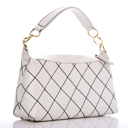 Chanel Calfskin Contrast Stitch Surpique Hobo White 3 of 8