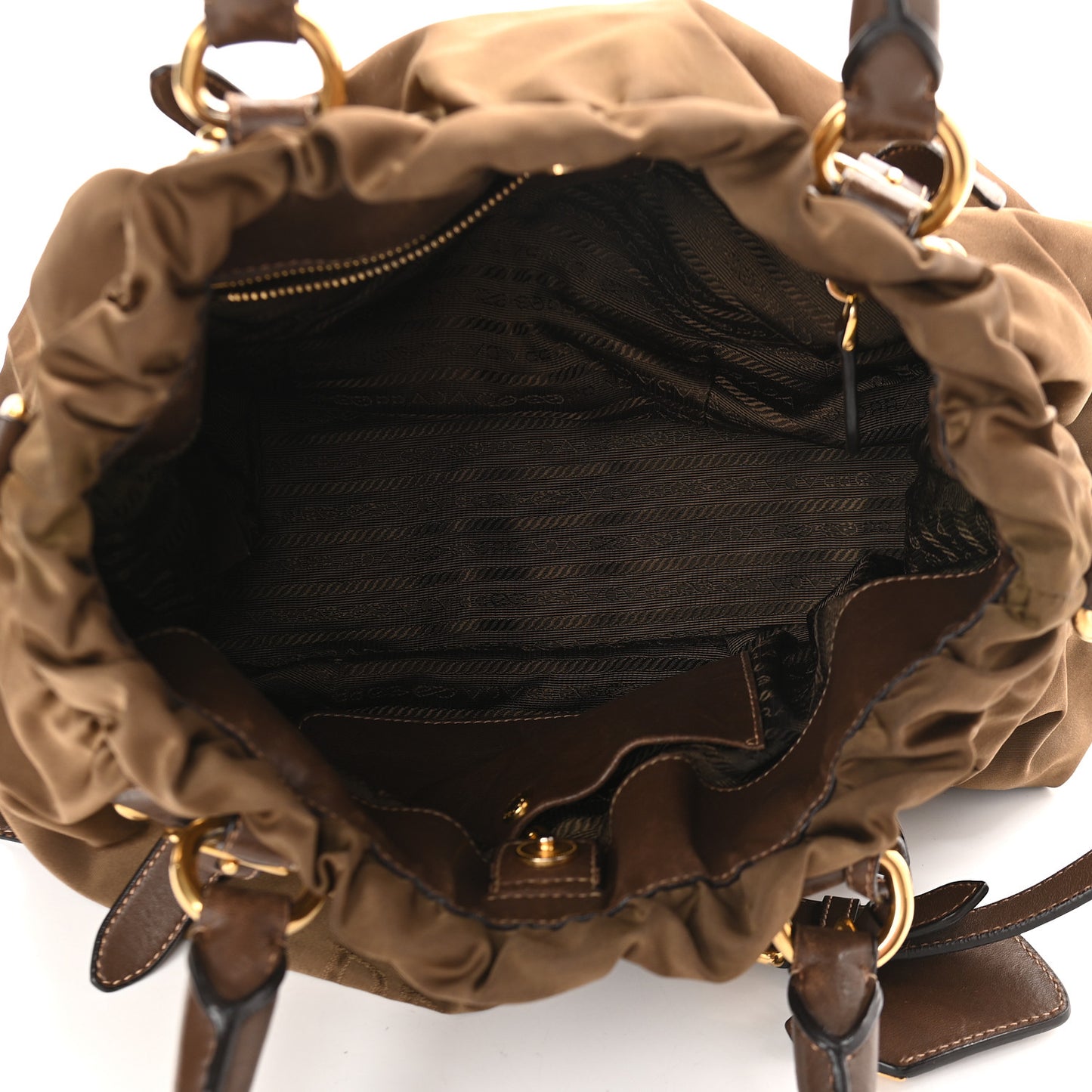 Tessuto Nylon Jacquard Logo Tote Brown