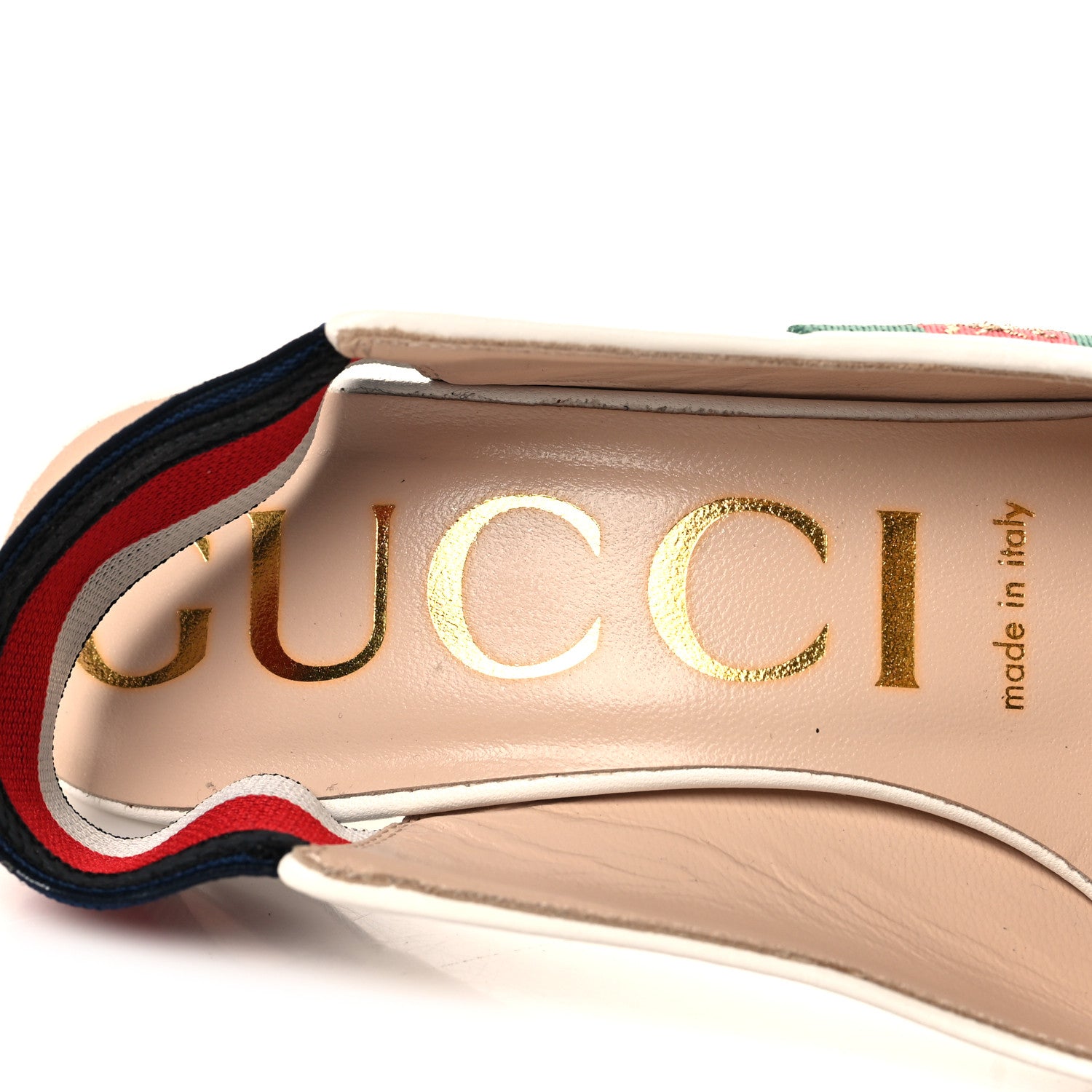 Gucci Malaga Kid Web Sylvie Mid Heel Slingback Pumps 36 White 9 of 9