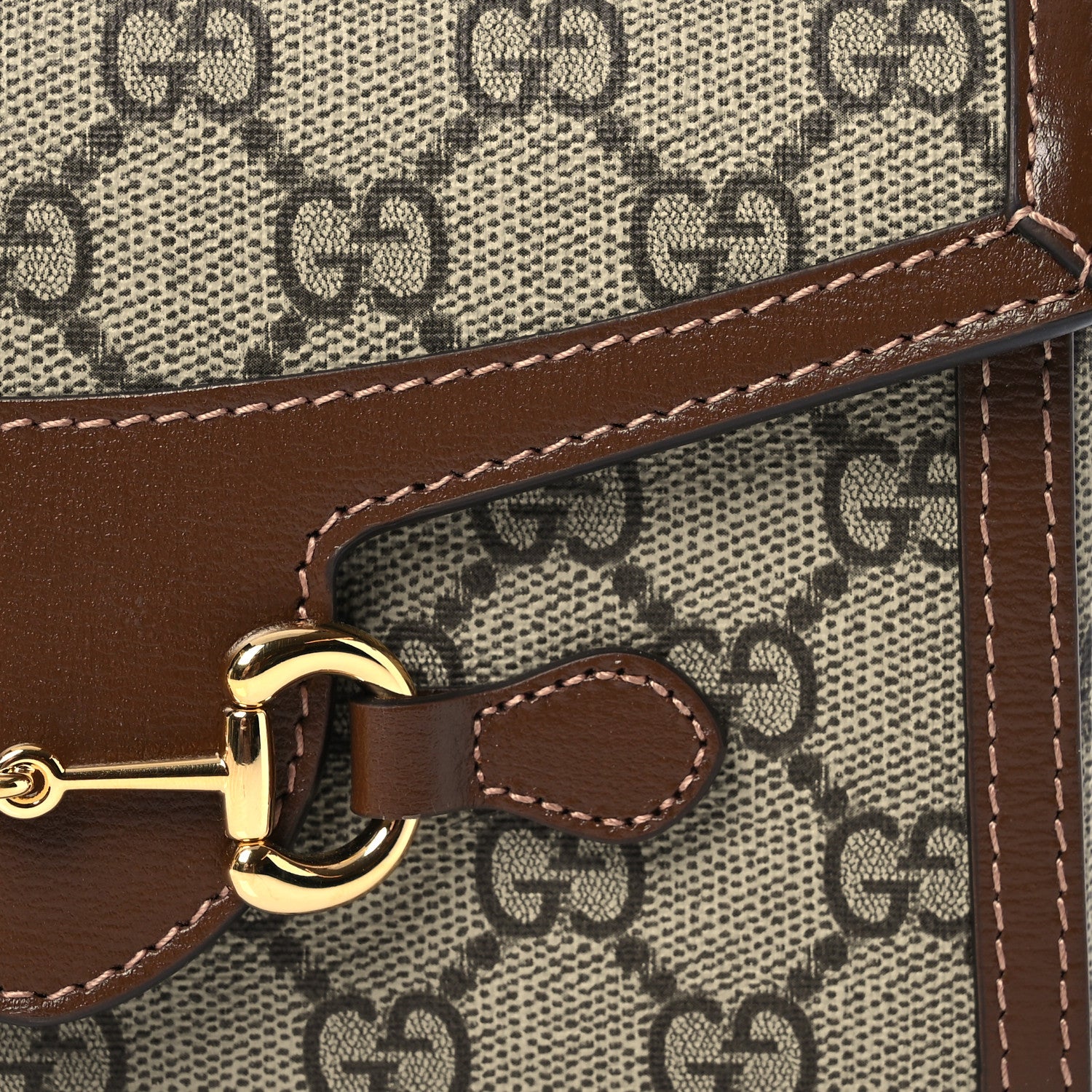 Gucci GG Supreme Monogram Mini Horsebit 1955 Shoulder Bag Beige Brown Sugar 8 of 12