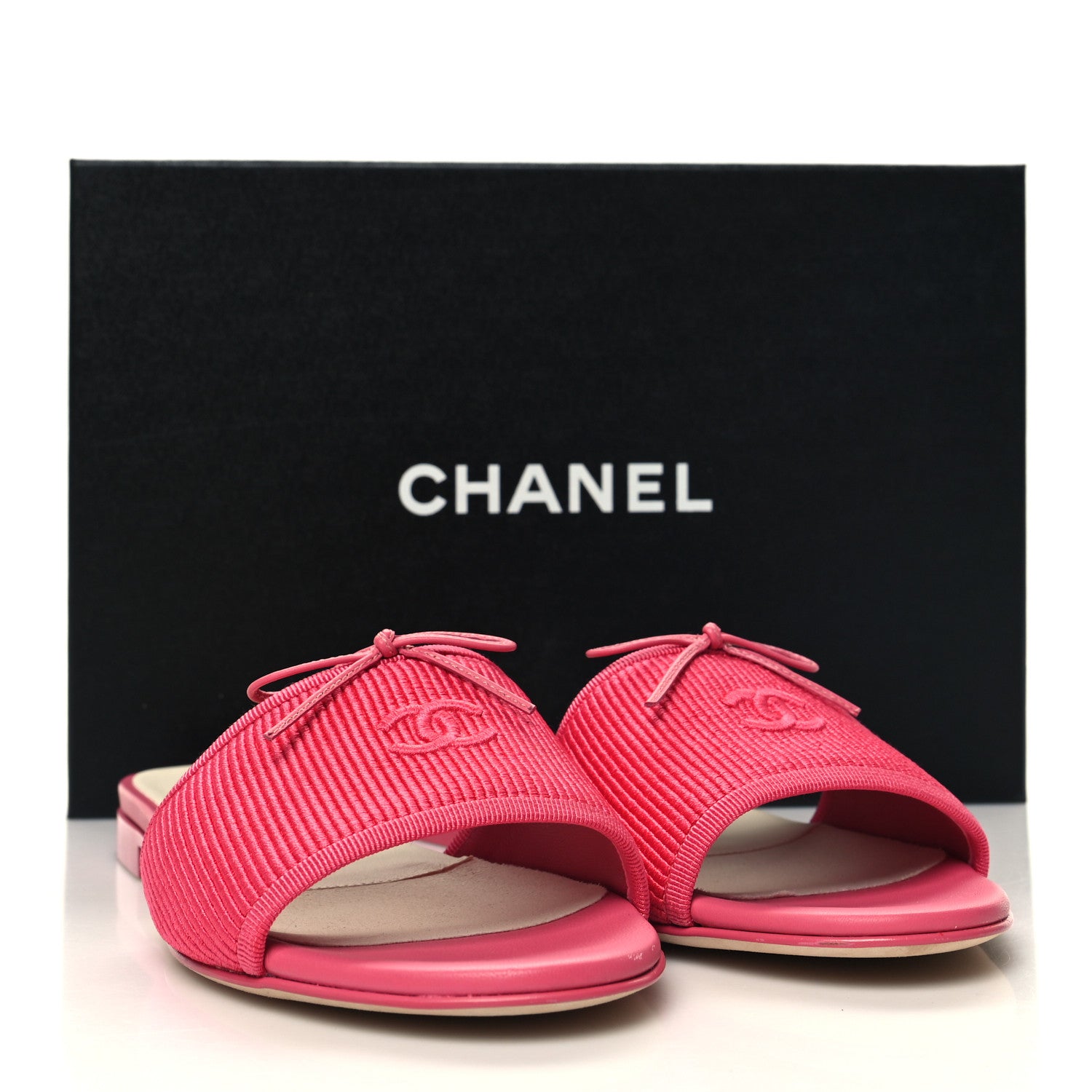Chanel Fabric Embroidered CC Bow Mules 39 Dark Pink 9 of 9