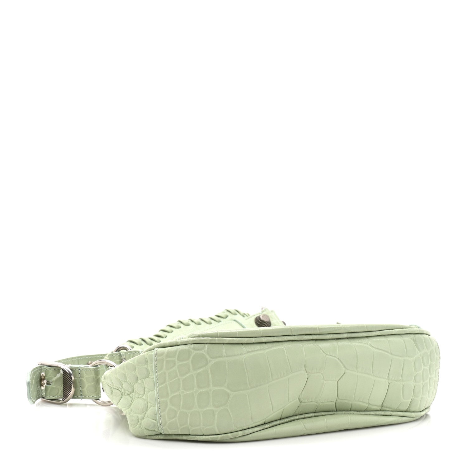 Balenciaga Extra Supple Calfskin Crocodile Embossed Le Cagole Shoulder Bag XS Light Green 5 of 11