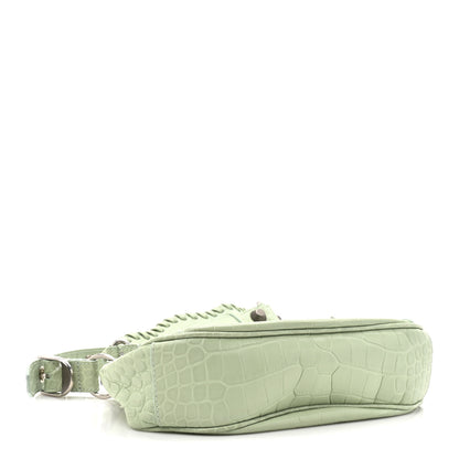 Balenciaga Extra Supple Calfskin Crocodile Embossed Le Cagole Shoulder Bag XS Light Green 5 of 11