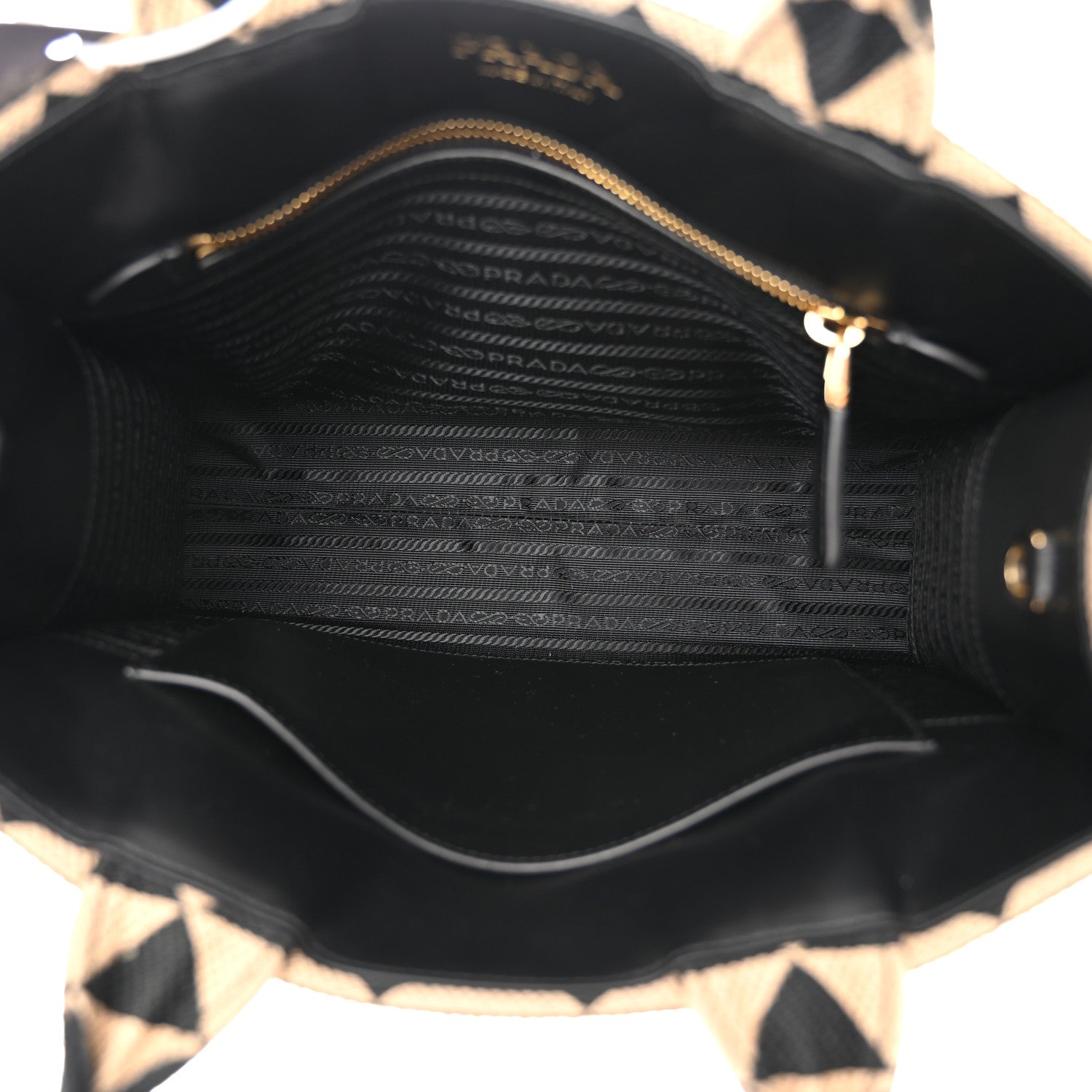 Prada Jacquard Saffiano Triangolo Symbole Embroidered Small Tote Black Corda 4 of 9
