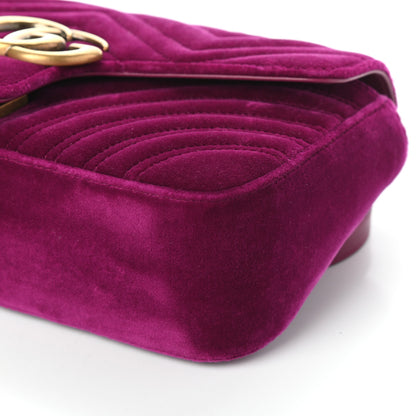 Gucci Velvet Matelasse Small GG Marmont Shoulder Bag Fuchsia Violet Cyclamen 9 of 9