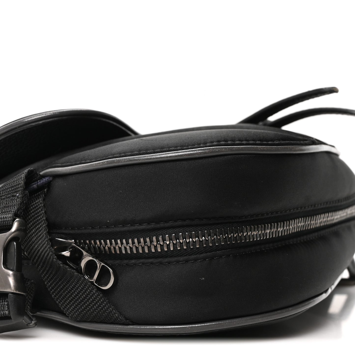 X Sacai Grained Calfskin Technical Fabric Mens Saddle Bag Black