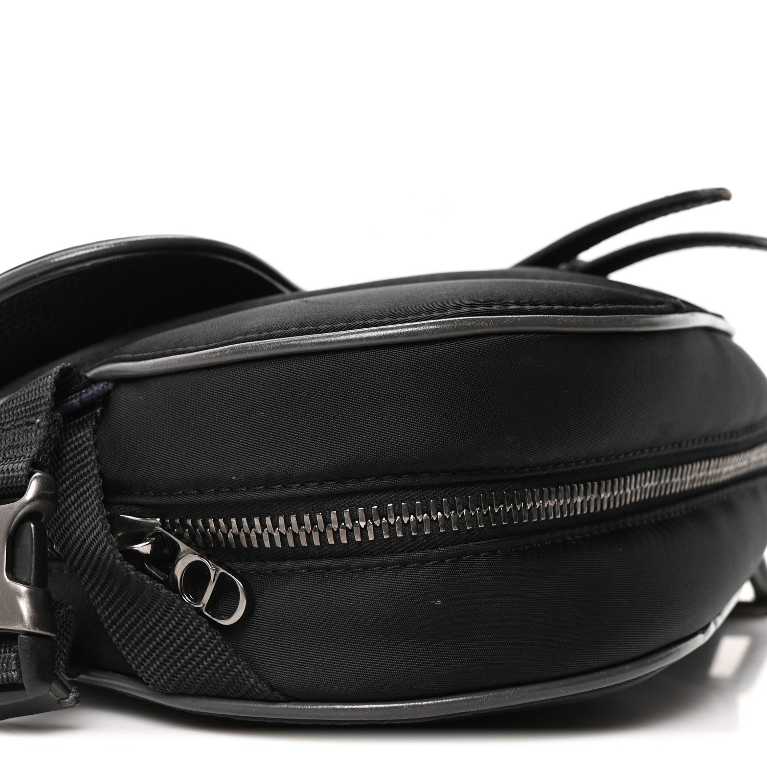 Christian Dior X Sacai Grained Calfskin Technical Fabric Mens Saddle Bag Black 8 of 9