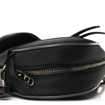 Christian Dior X Sacai Grained Calfskin Technical Fabric Mens Saddle Bag Black 8 of 9