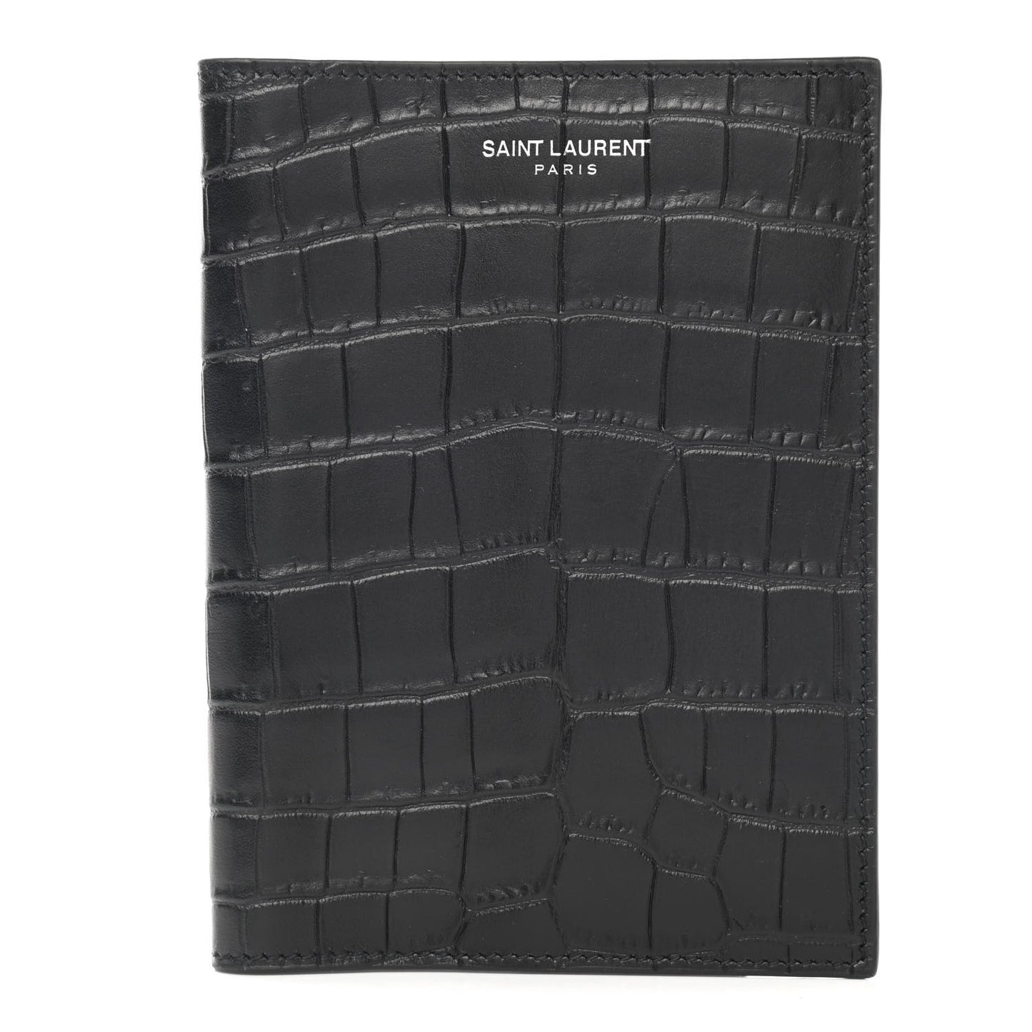 Crocodile Embossed Passport Holder Black