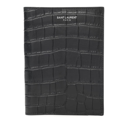 Saint Laurent Crocodile Embossed Passport Holder Black 1 of 5