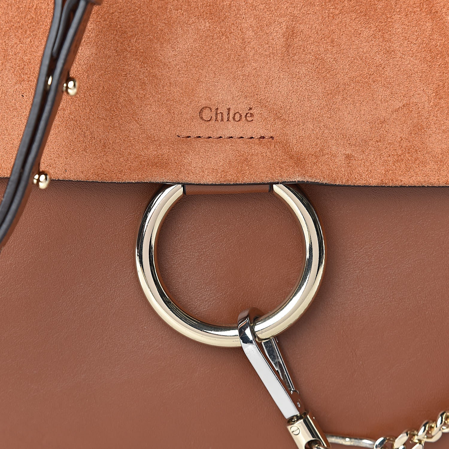 Chloe Suede Calfskin Medium Faye Shoulder Bag Tobacco 11 of 11