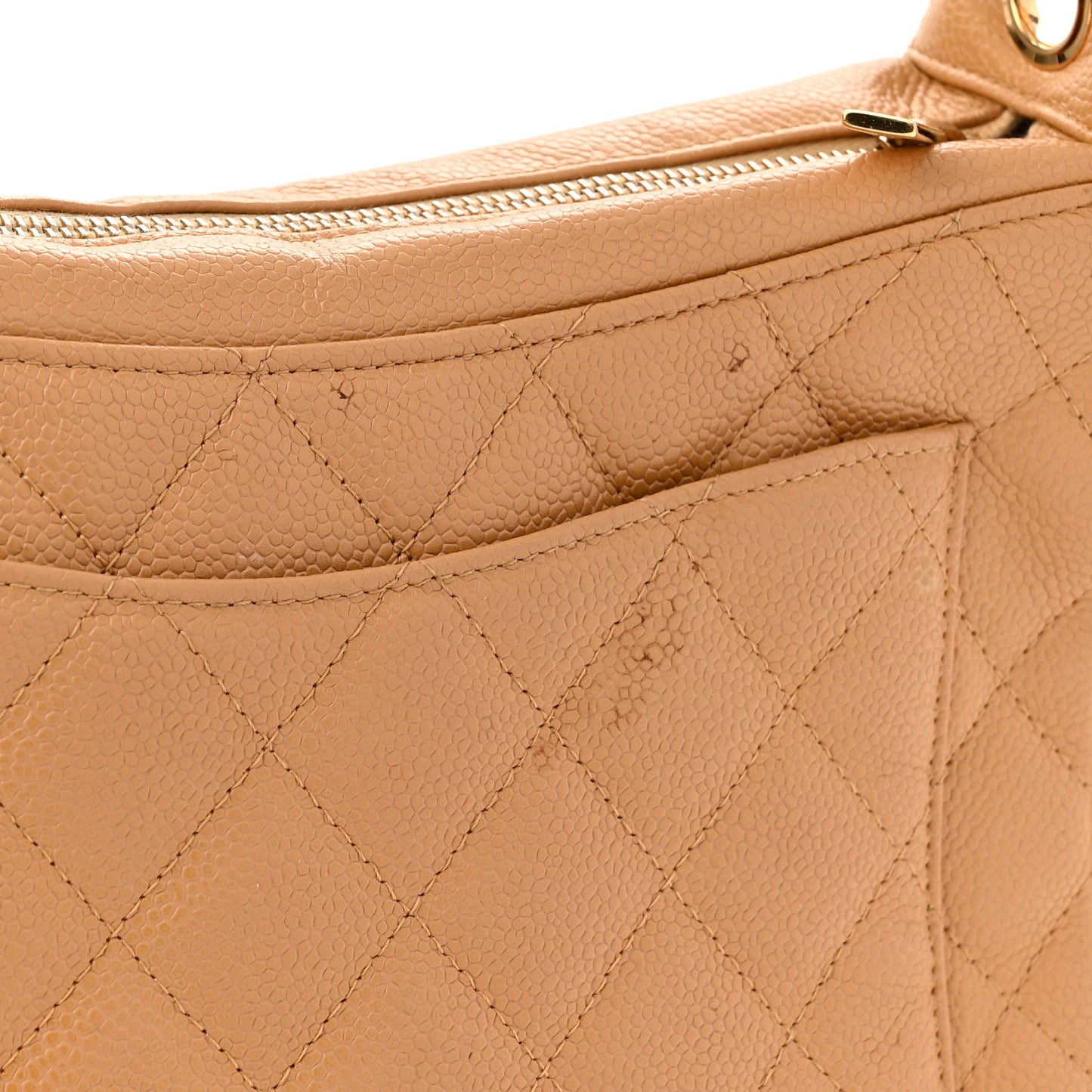 Caviar Quilted Timeless CC Shoulder Bag Beige