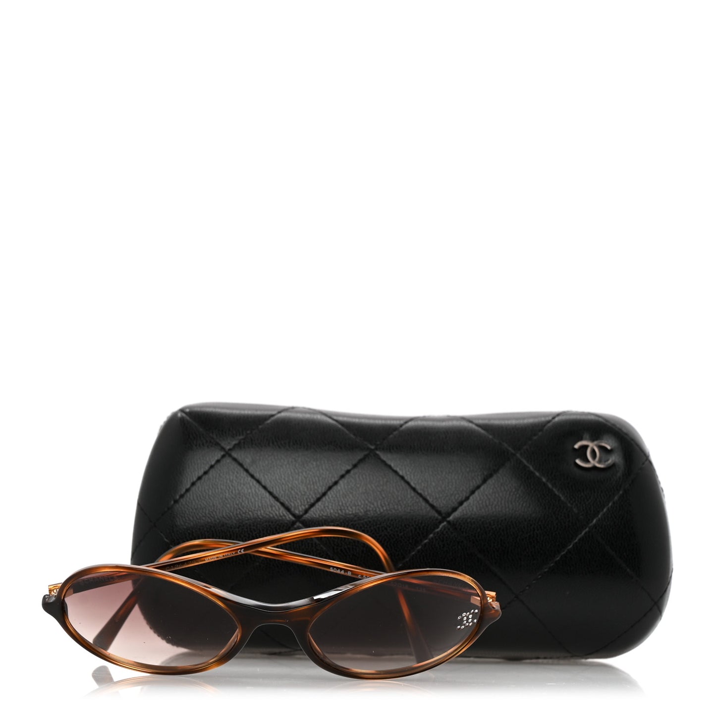 Acetate Crystal CC Oval Sunglasses 5044-B Tortoise
