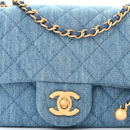 Chanel Denim Quilted Mini Pearl Crush Rectangular Flap Blue 8 of 10