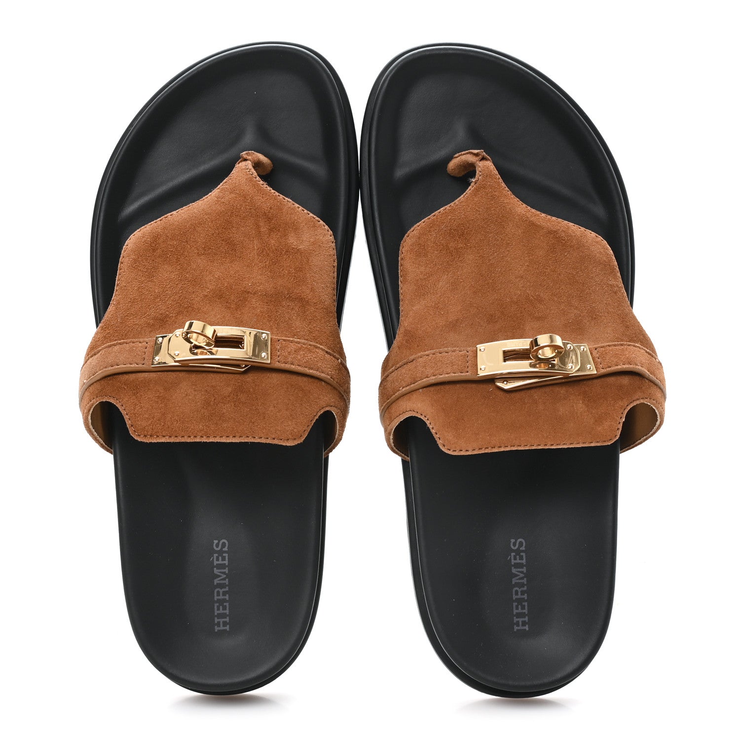 Hermes Suede Goatskin Womens Empire Sandals 38.5 Gold 2 of 10