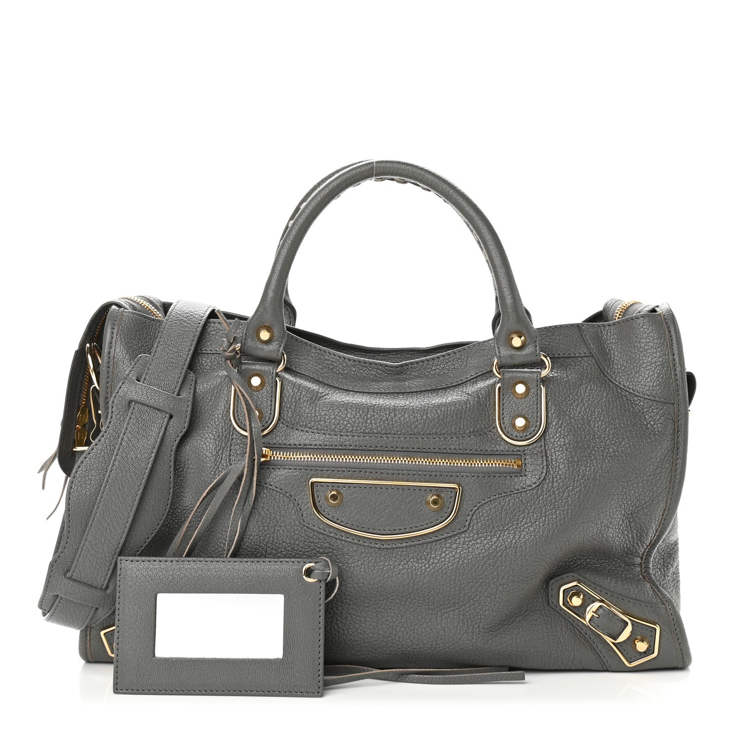 Chevre Gold Metallic Edge Hardware City Gris Acier