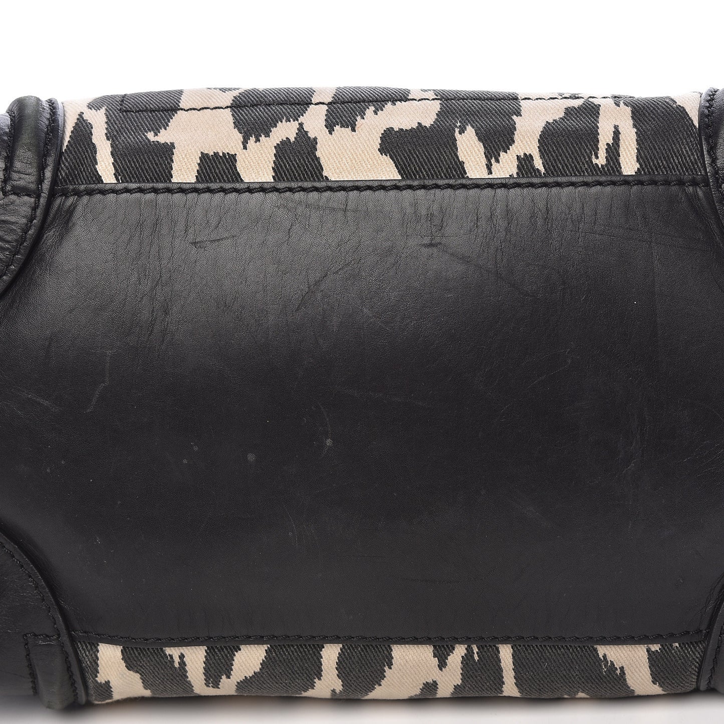 Canvas Smooth Calfskin Leopard Print Mini Luggage Black