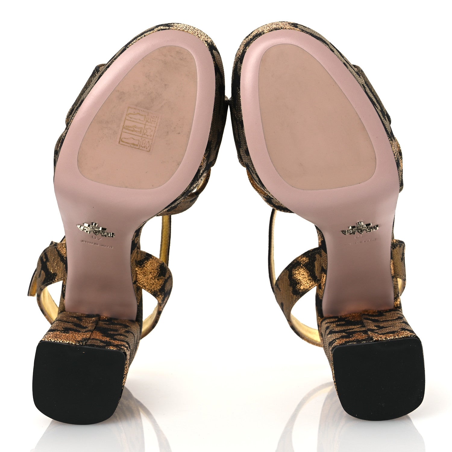 Prada Jacquard Lurex Platform Pumps 40 Gold 7 of 9