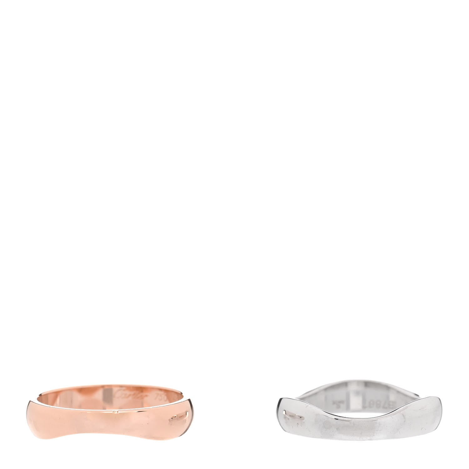 Cartier 18K Pink White Gold Love Me Band Ring Set of 2 52 6 4 of 6