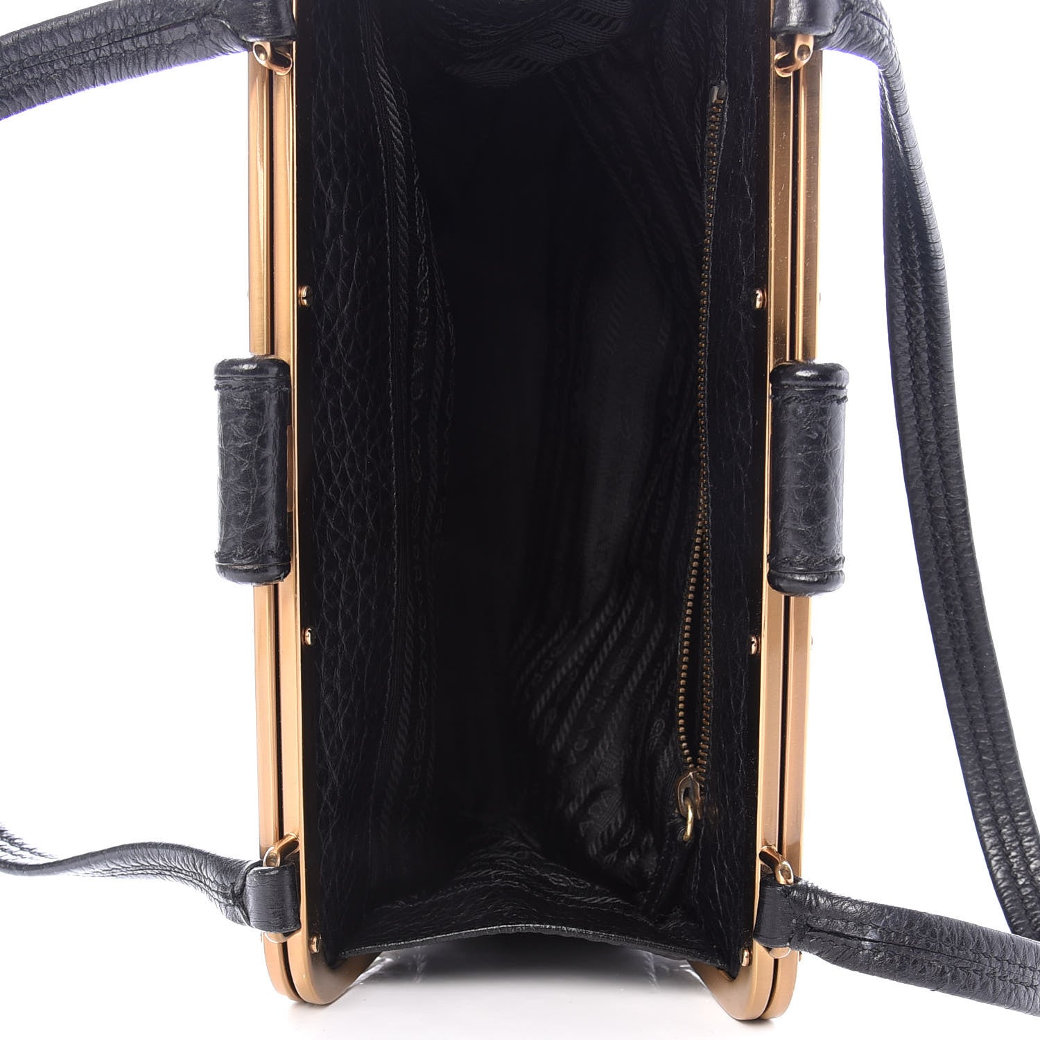Prada Cervo Antik Frame Bag Black 5 of 9