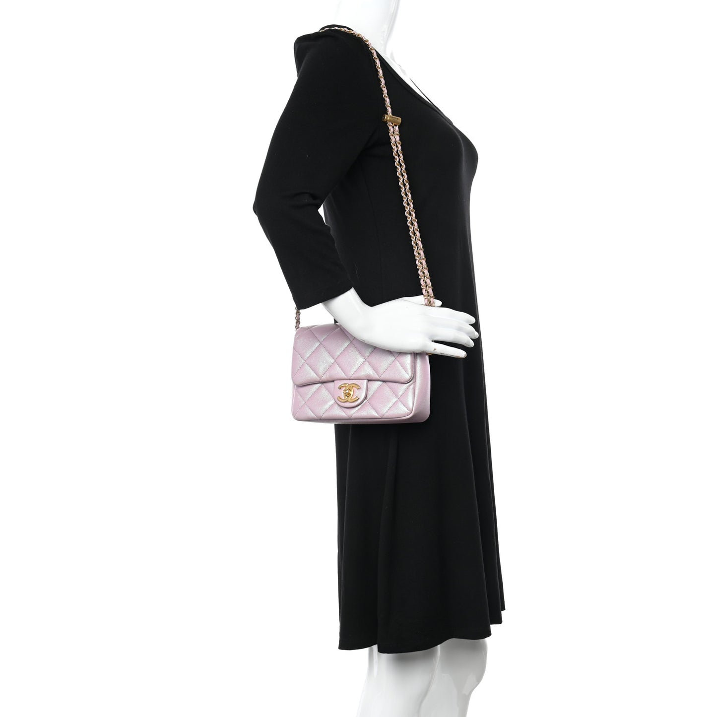 Iridescent Caviar Quilted Mini My Perfect Flap Pink