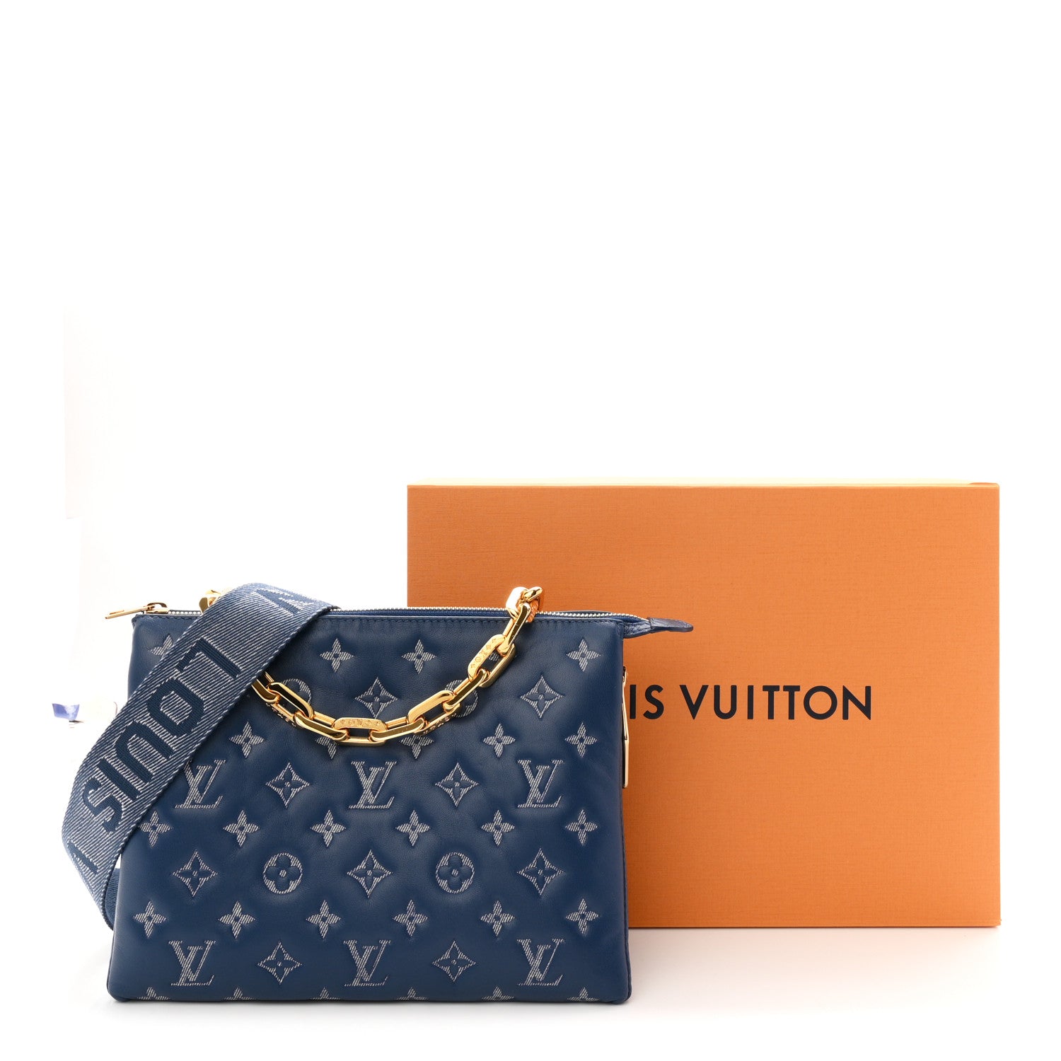 Louis Vuitton Lambskin Embossed Monogram Coussin PM Denim Blue 10 of 10