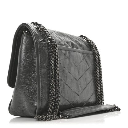 Saint Laurent Crinkled Calfskin Matelasse Monogram Baby Niki Chain Satchel Storm 3 of 10
