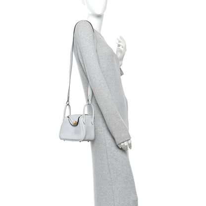 Hermes Taurillon Clemence Mini Lindy 20 Bleu Pale 2 of 11