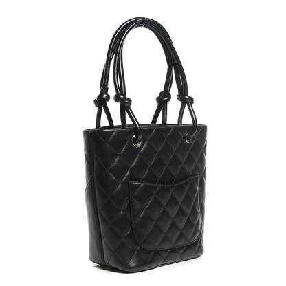 Chanel Calfskin Quilted Small Cambon Tote Black White 3 of 7