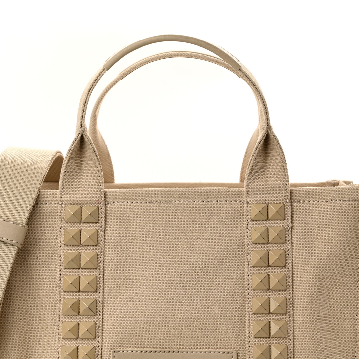Cotton Canvas Medium The Stud Tote Bag Beige