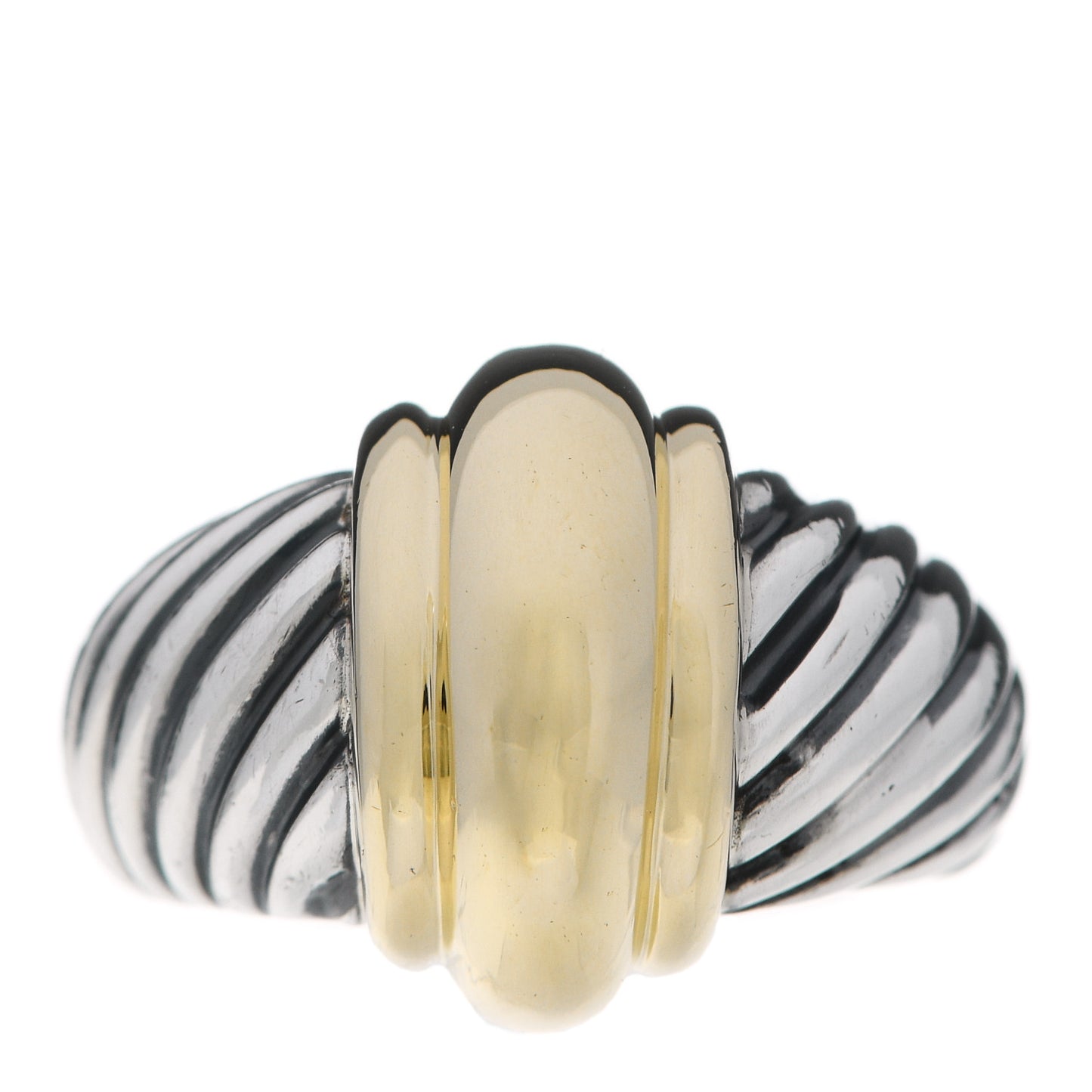 Sterling Silver 14K Yellow Gold Cable Station Ring 49 5