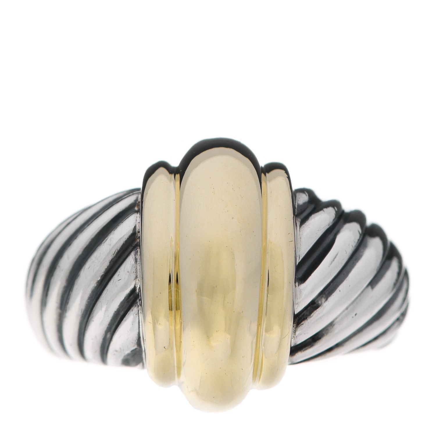 David Yurman Sterling Silver 14K Yellow Gold Cable Station Ring 49 5 1 of 6
