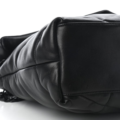 Saint Laurent Lambskin Quilted Medium Loulou Puffer Monogram Chain Satchel Black 7 of 8