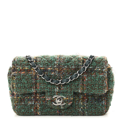 Chanel Tweed Quilted Mini Rectangular Flap Green 1 of 10