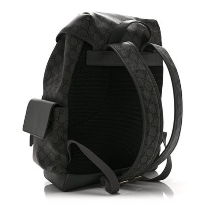 Gucci GG Supreme Monogram Textured Dollar Calfskin Medium Ophidia Double Buckle Backpack Grey Black Graphite Grey 3 of 10
