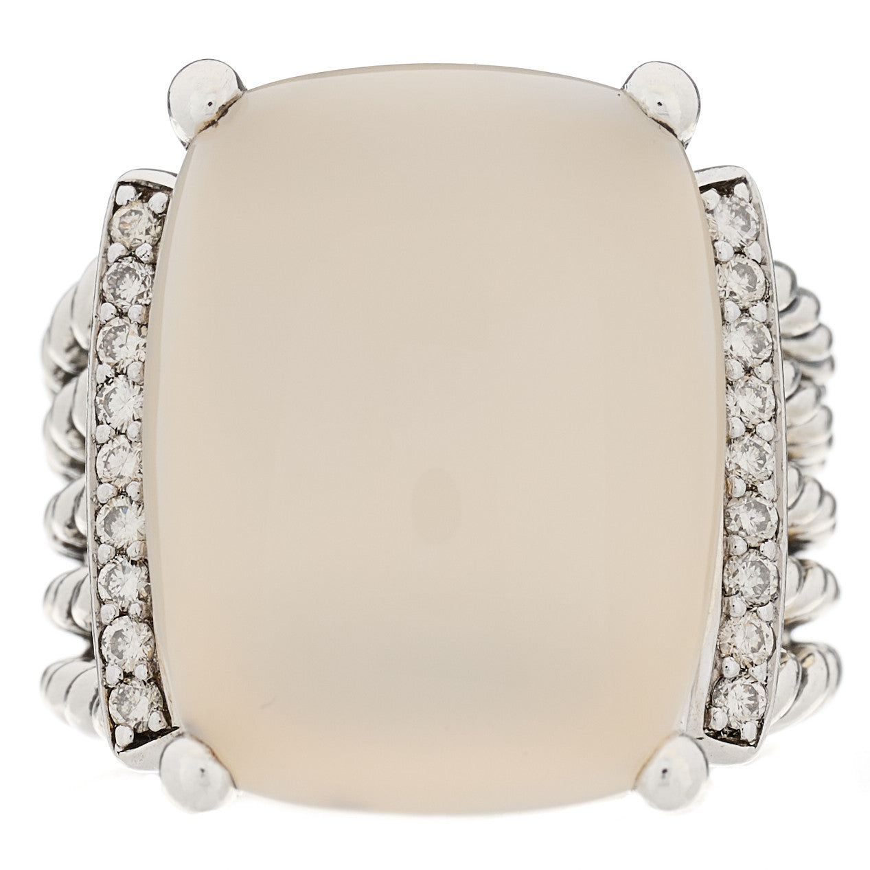 David Yurman Sterling Silver Diamond Moon Quartz 20mm Wheaton Ring 55 7.25 1 of 5