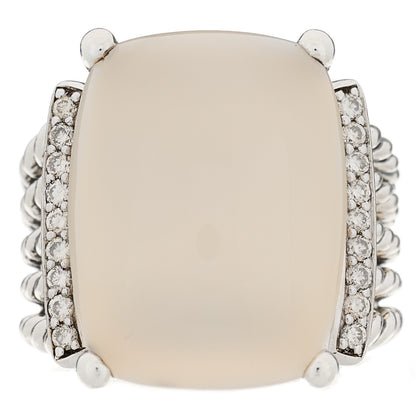 David Yurman Sterling Silver Diamond Moon Quartz 20mm Wheaton Ring 55 7.25 1 of 5