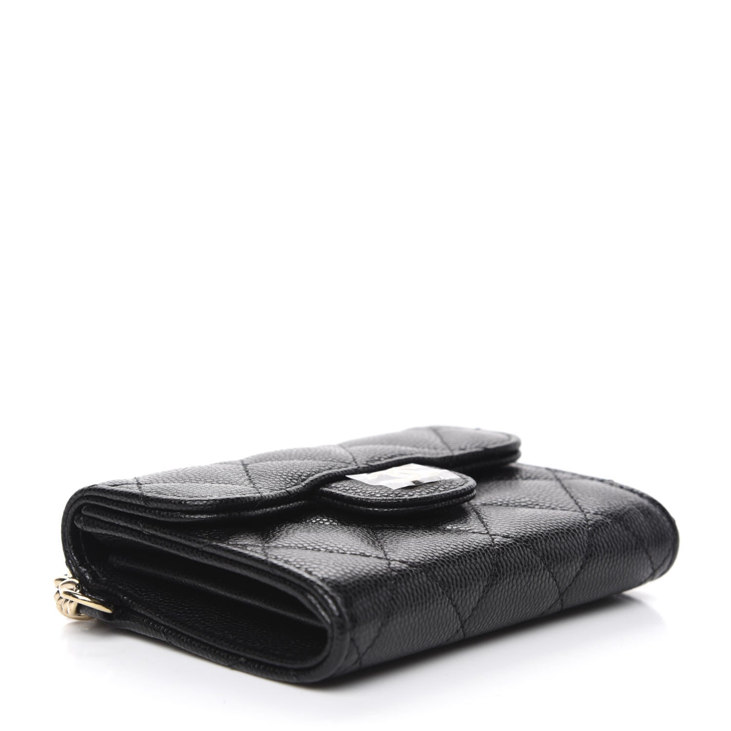 Chanel Caviar Quilted Flap Card Holder Chain Wristlet Black 4 of 9