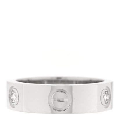 Cartier 18K White Gold 3 Diamond 5.5mm LOVE Ring 3 of 4