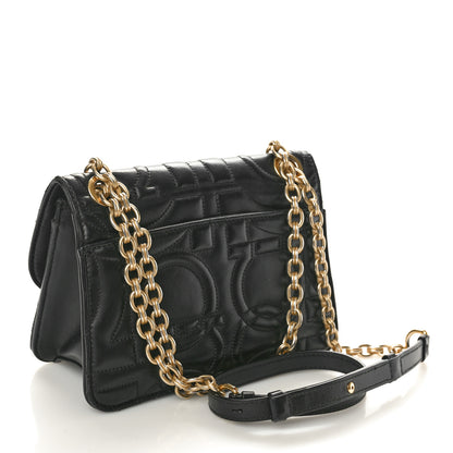 Salvatore Ferragamo Calfskin Quilted Gancini Flap Bag Black 2 of 9